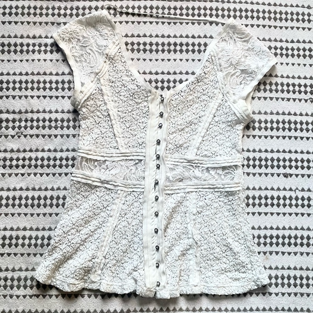 Free People White Lace Top